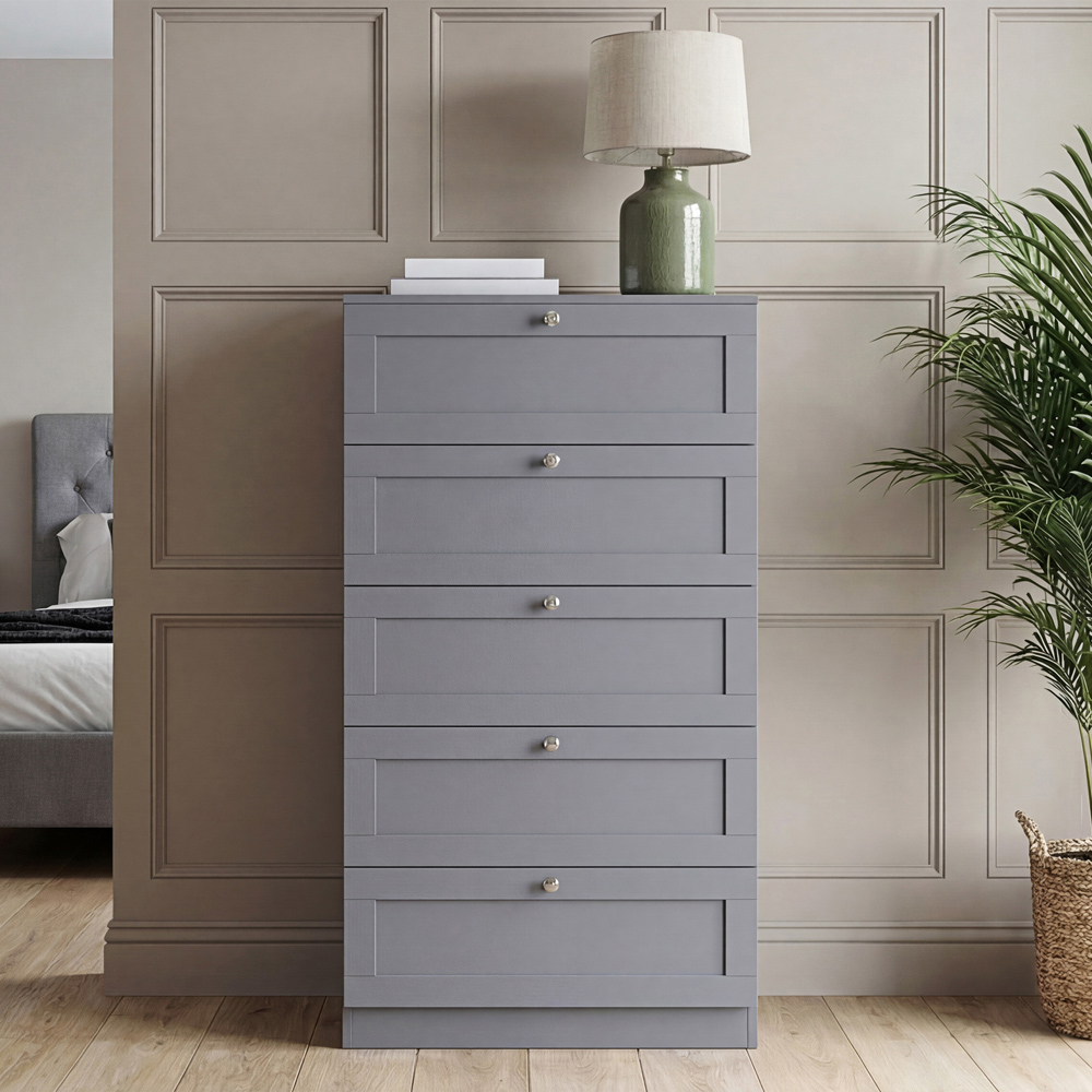 VIDA DESIGNS Altino 5 Drawer Grey Shaker-Style Chest of Drawers Image 4