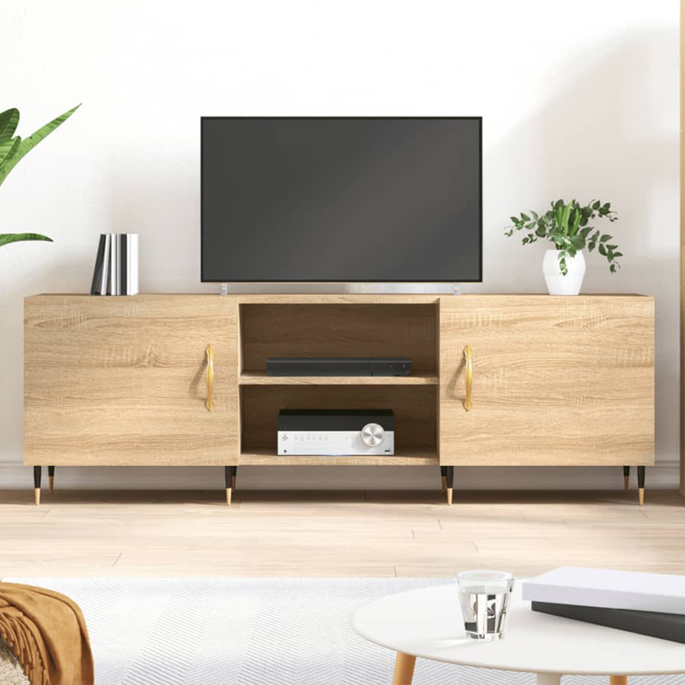 vidaXL 2 Door 2 Shelf Sonoma Oak TV Cabinet Image 1