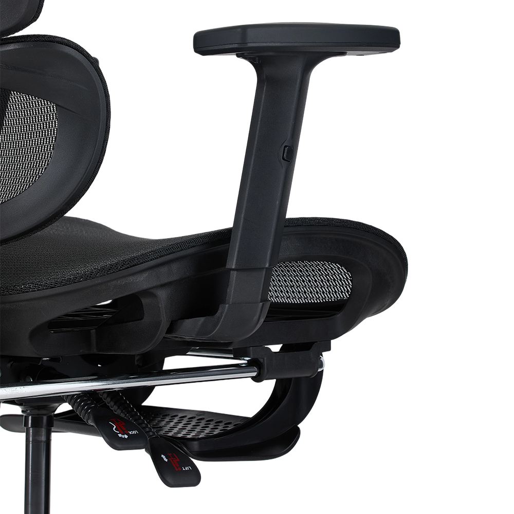 Living and Home Black Height Adjustable Mesh Office Chair with Footrest Image 5