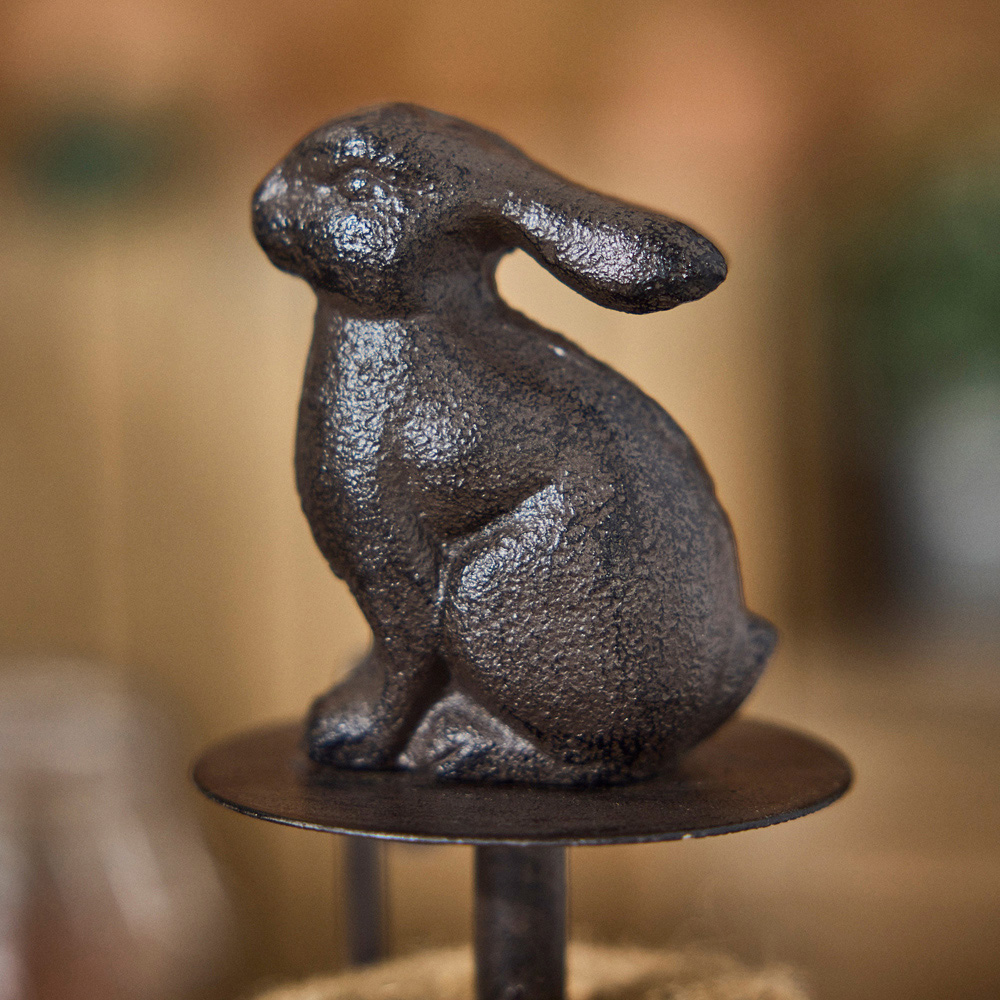 Dibor Brown Cast Iron Rabbit Garden String Twine Dispenser with Scissors Image 3