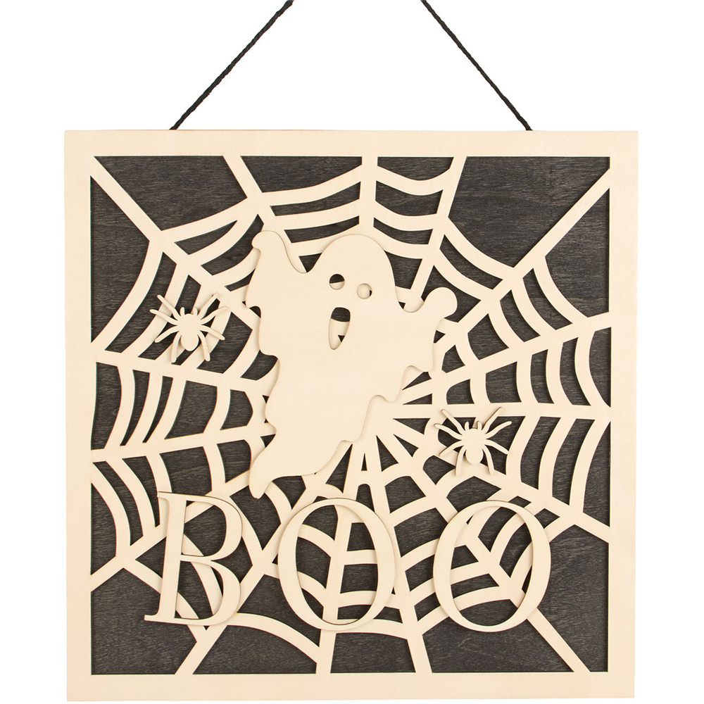 Paint Your Own Wooden Boo Hanging Decoration Image 2