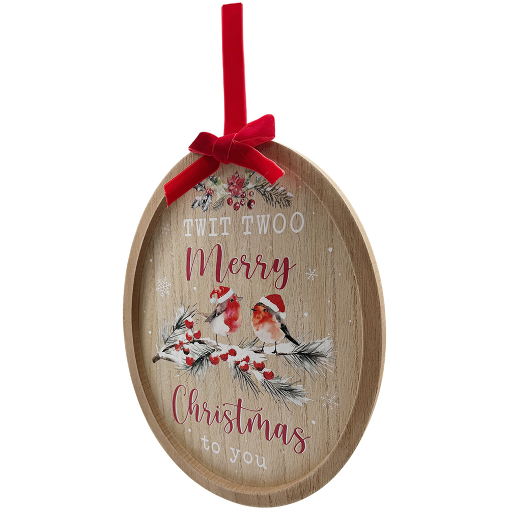 Christmas Robin Oval Hanging Plaque Image 3