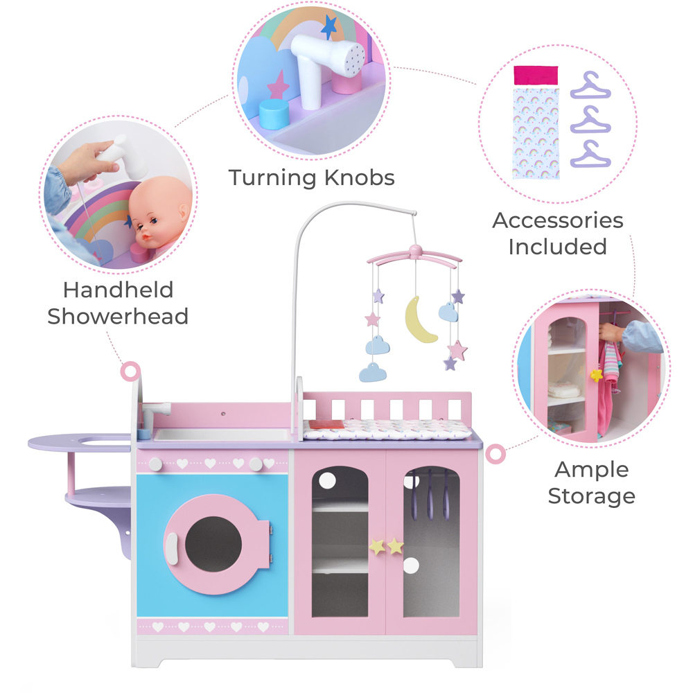 Teamson Kids Olivia's Little World Classic 6-in-1 Pink and Purple Baby Doll Changing Station Image 7