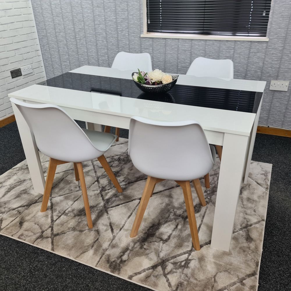 Kosy Koala 4 Seater Plastic and Faux Leather Dining Set Black and White Image 4