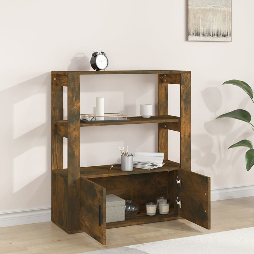 vidaXL 2 Door 2 Shelf Smoked Oak Sideboard Image 8
