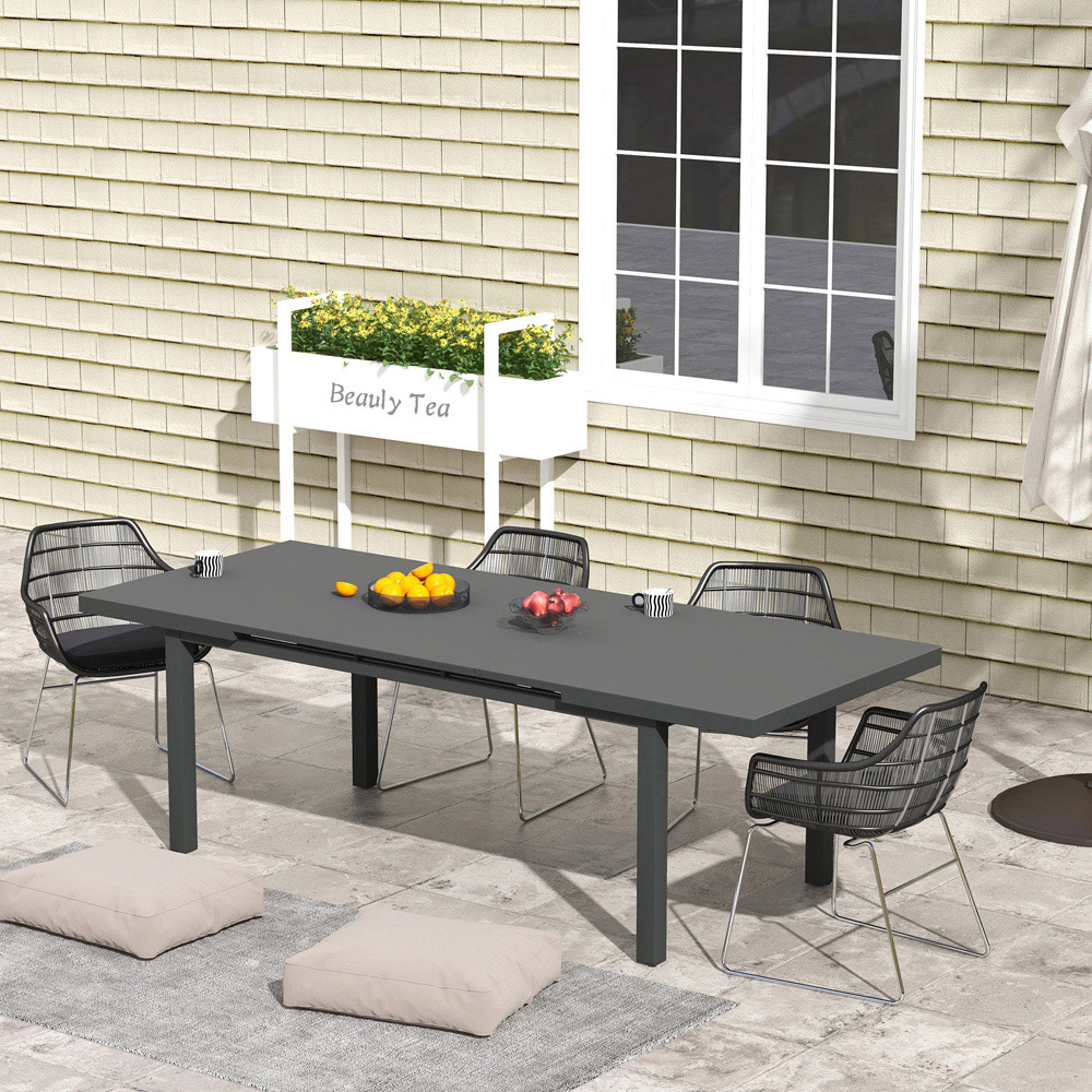 Outsunny 8 Seater Extending Outdoor Dining Table Charcoal Grey Image 4