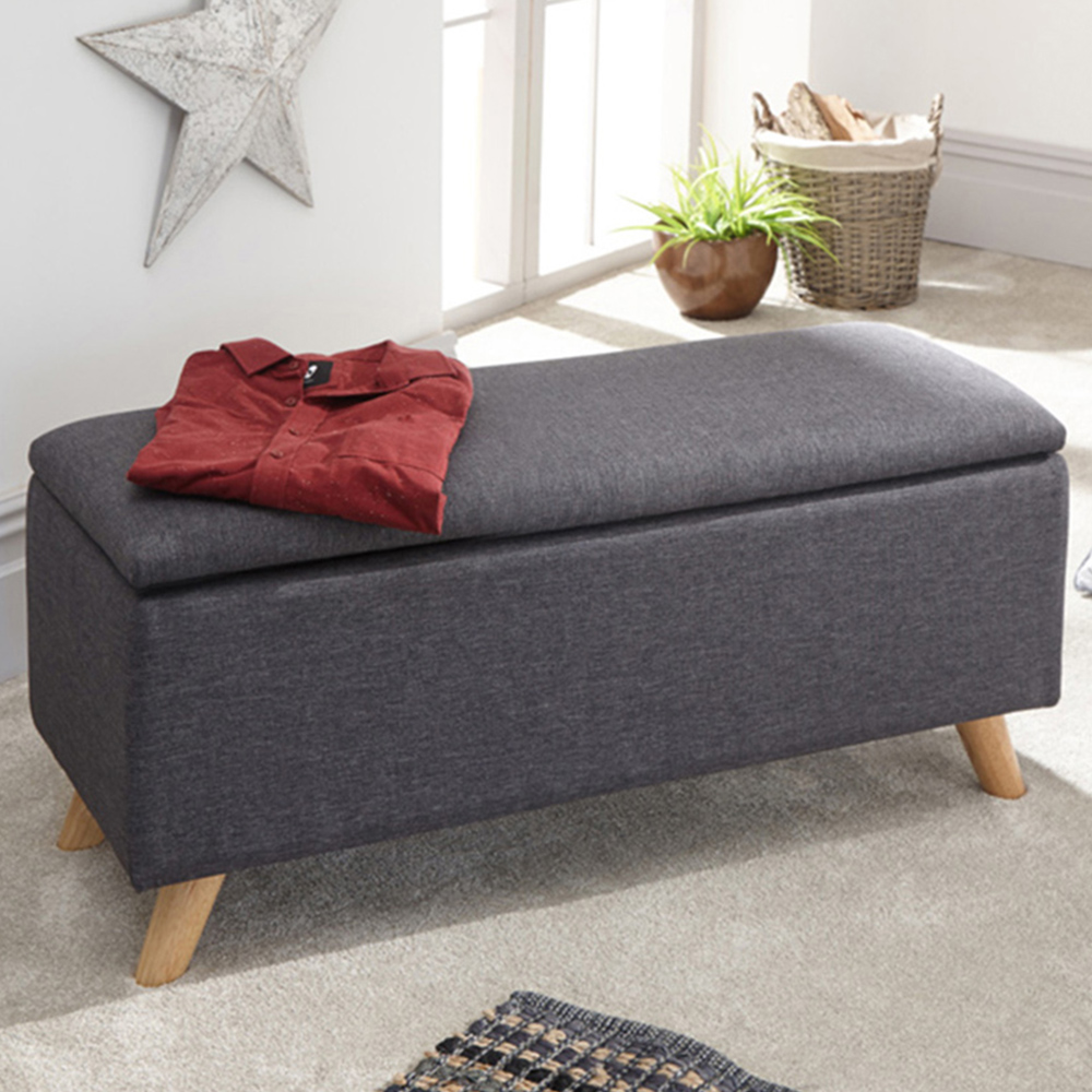 GFW Secreto Charcoal Grey Ottoman Storage Bench Image 1