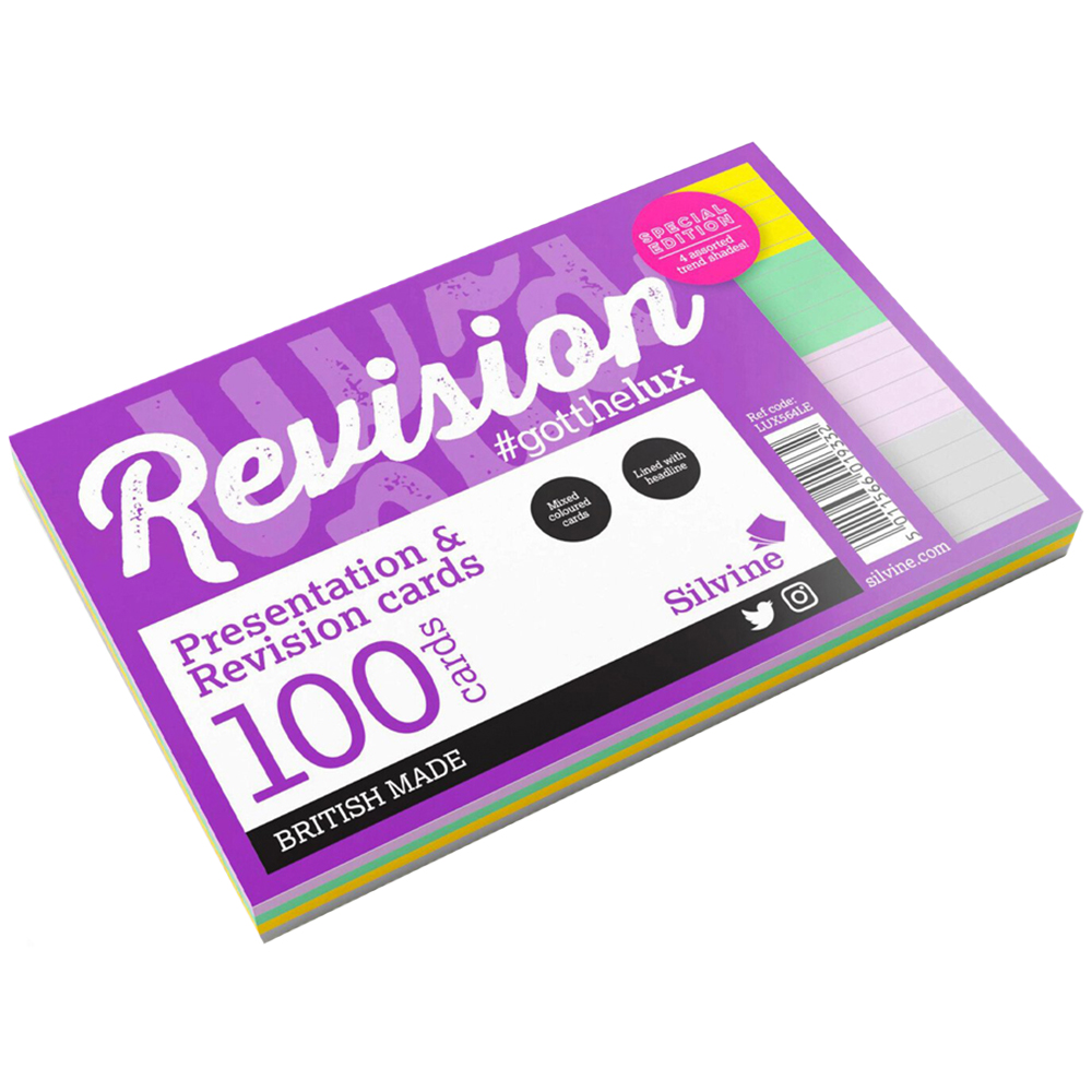 Pack of 100 Silvine Multi-Coloured Revision Cards Image 3