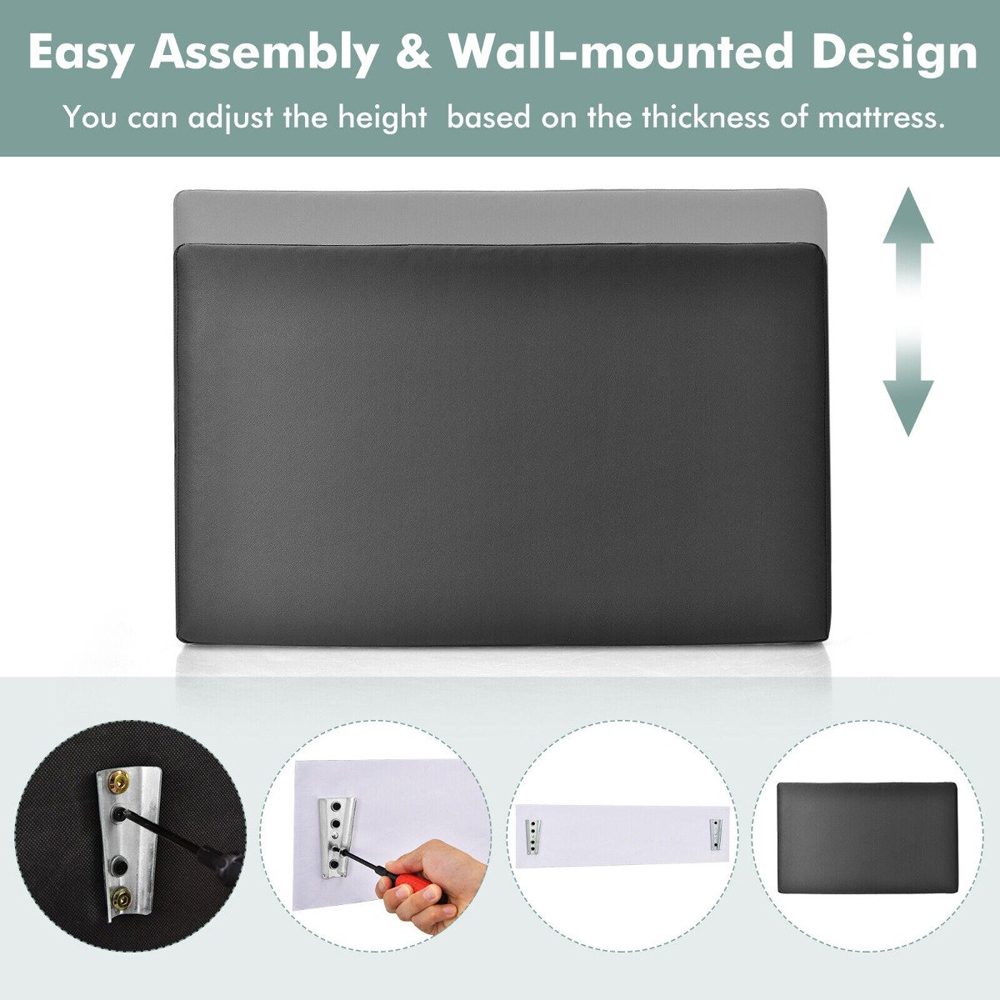 Costway Black Sponge Padded Upholstered Wall Mounted Headboard Wilko