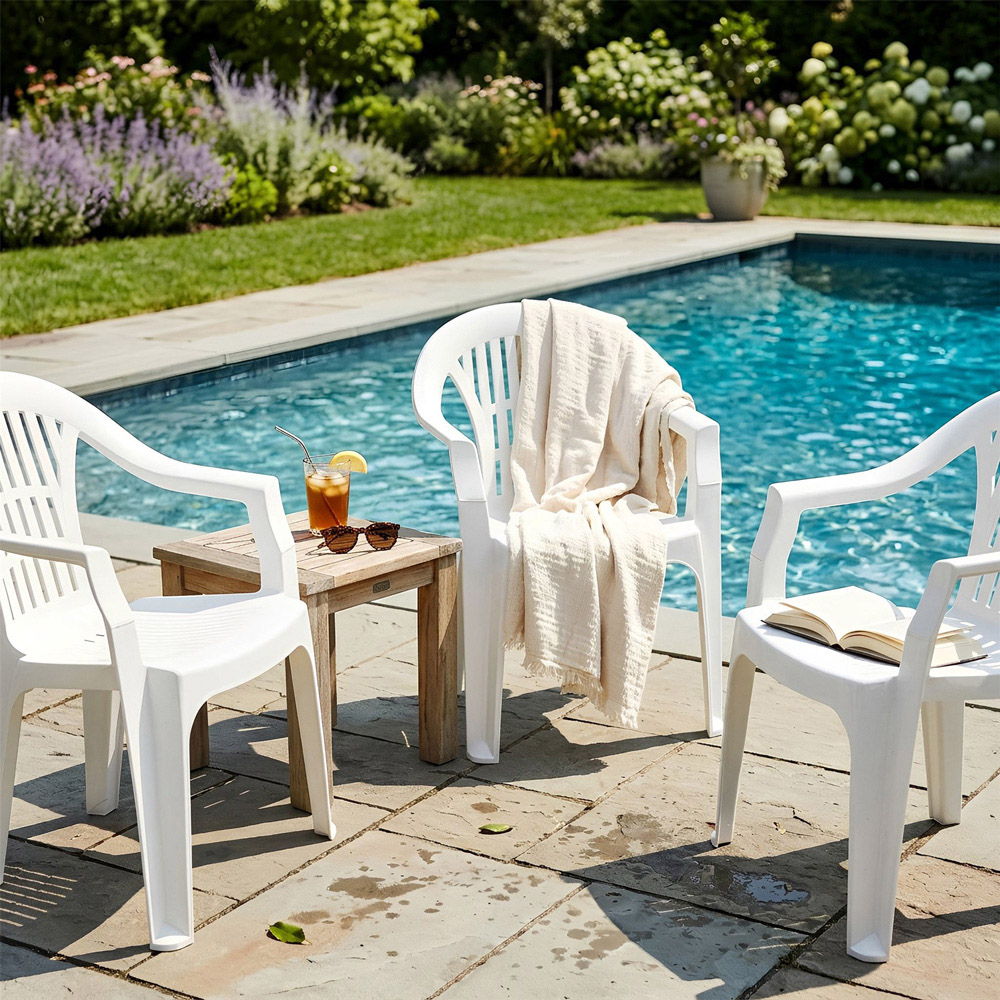 Harbour Housewares Irem Set of 6 White Garden Dining Chair Image 5