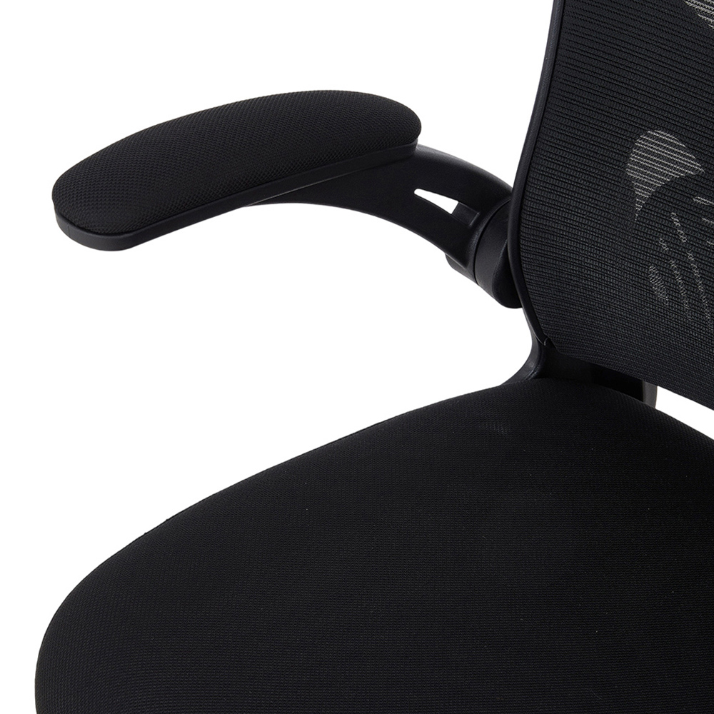 Living and Home Black Adjustable Headrest and Flip-Up Armrest Office Chair Image 5
