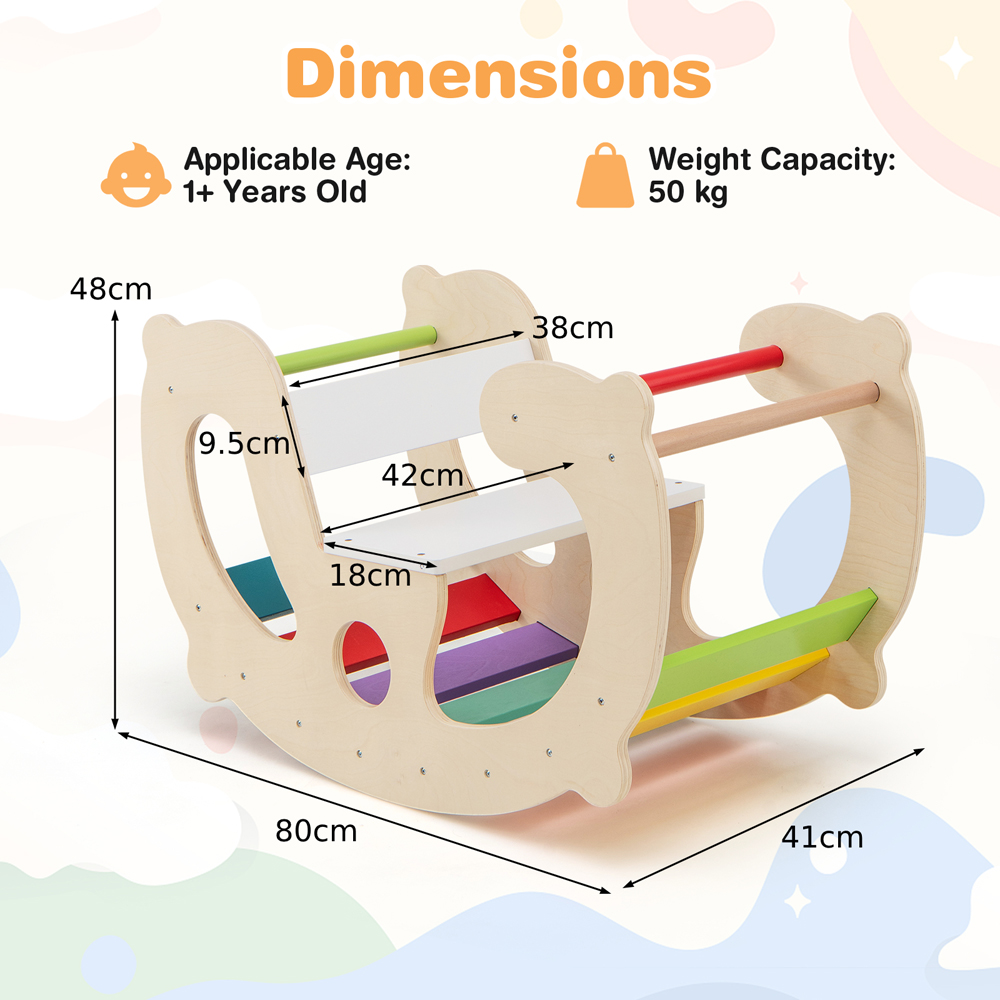 Costway 2 in 1 Natural Kids Rocking Horse Arch Image 9