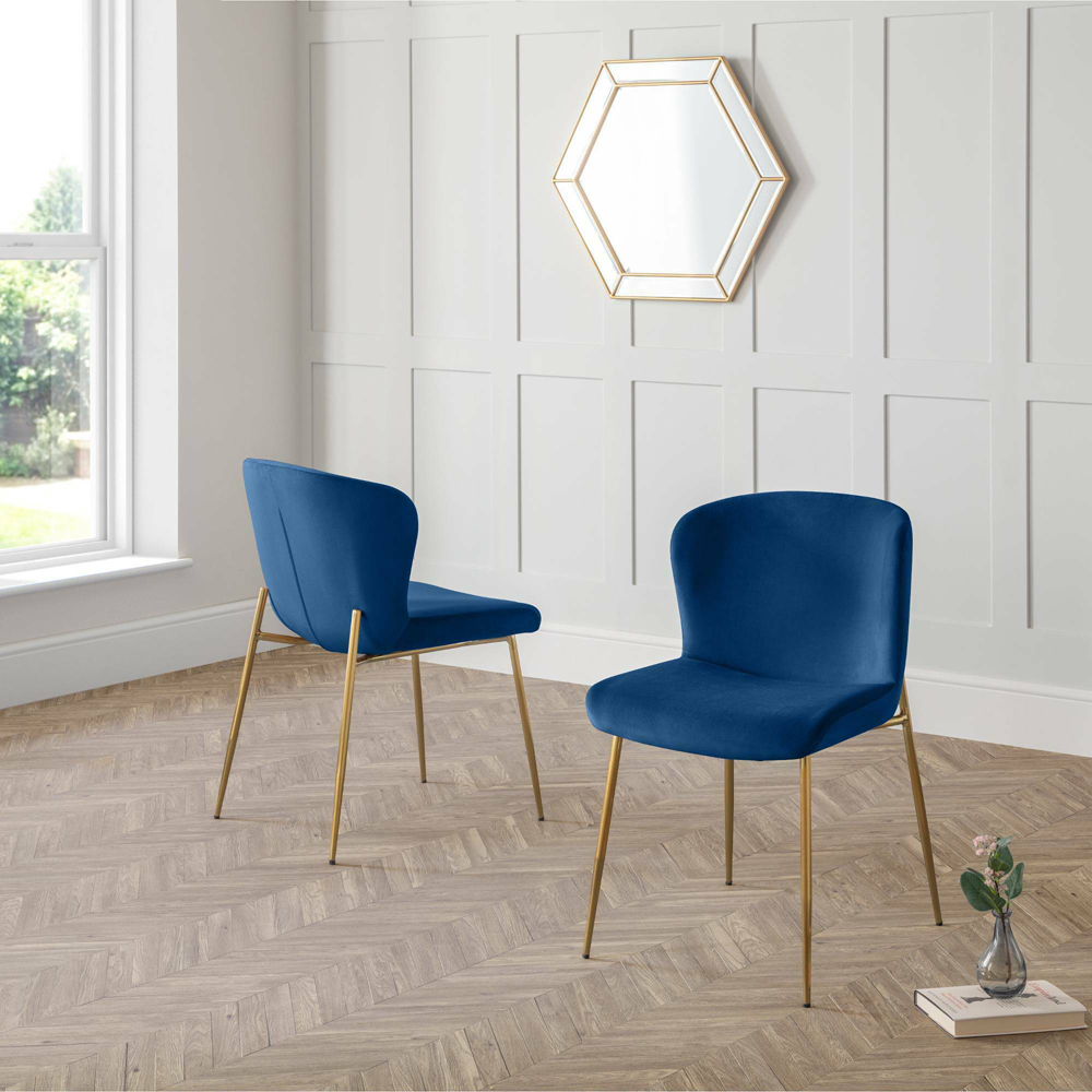 Julian Bowen Harper Set of 2 Blue Dining Chairs Image 9