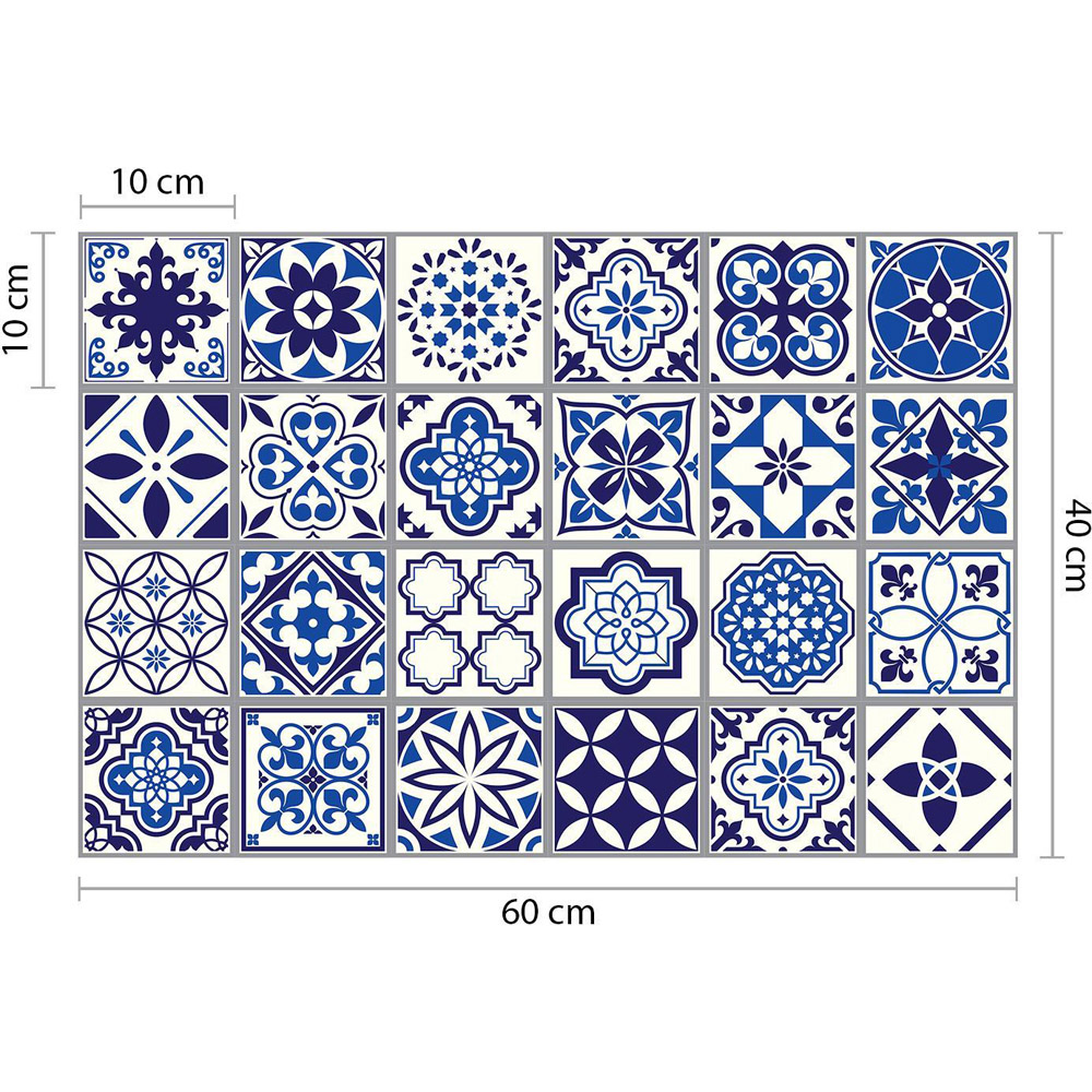 Walplus Spanish and Moroccan Blue Self Adhesive Tile Sticker 24 Pack Image 6