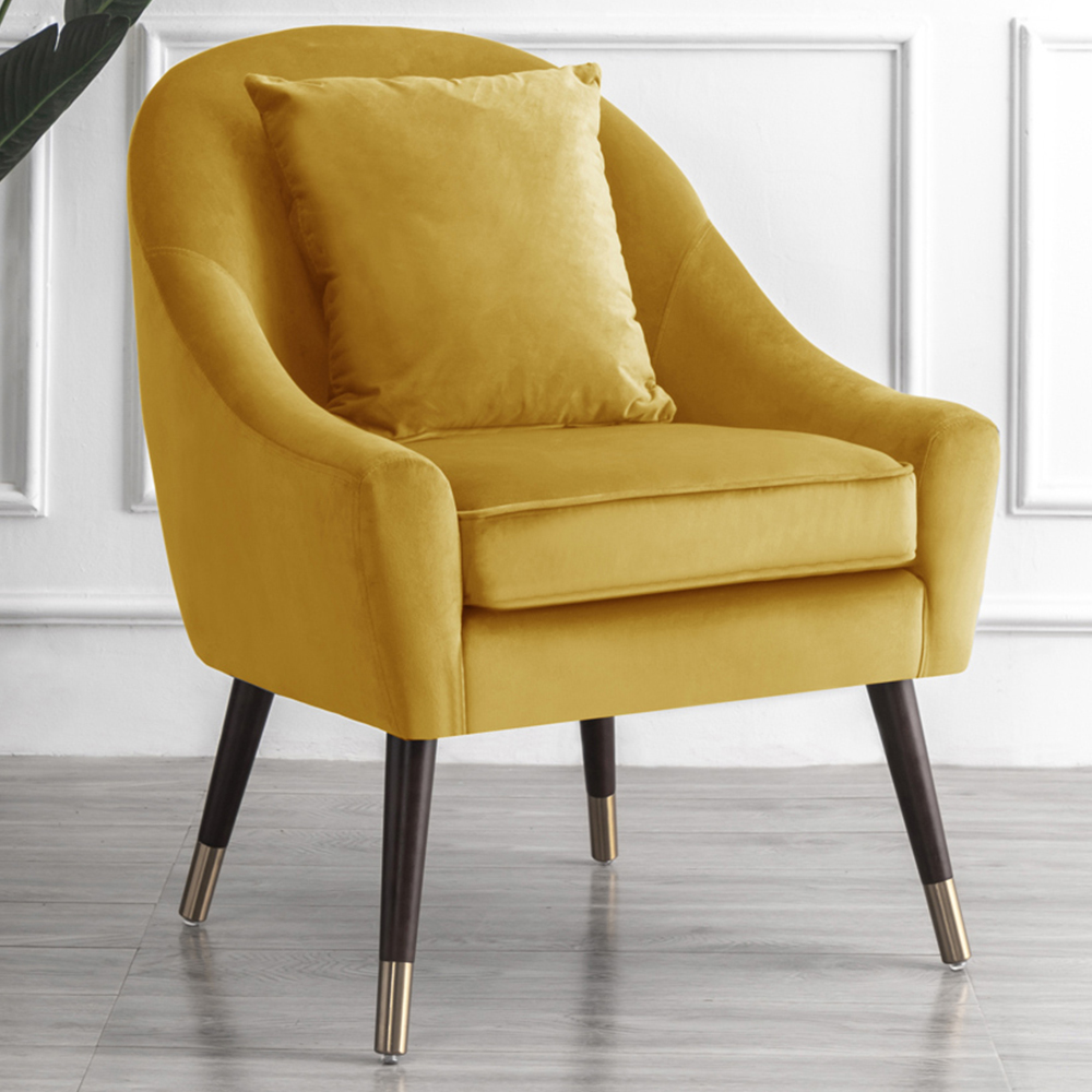 Artemis Home Octavia Yellow Velvet Accent Chair Image 1