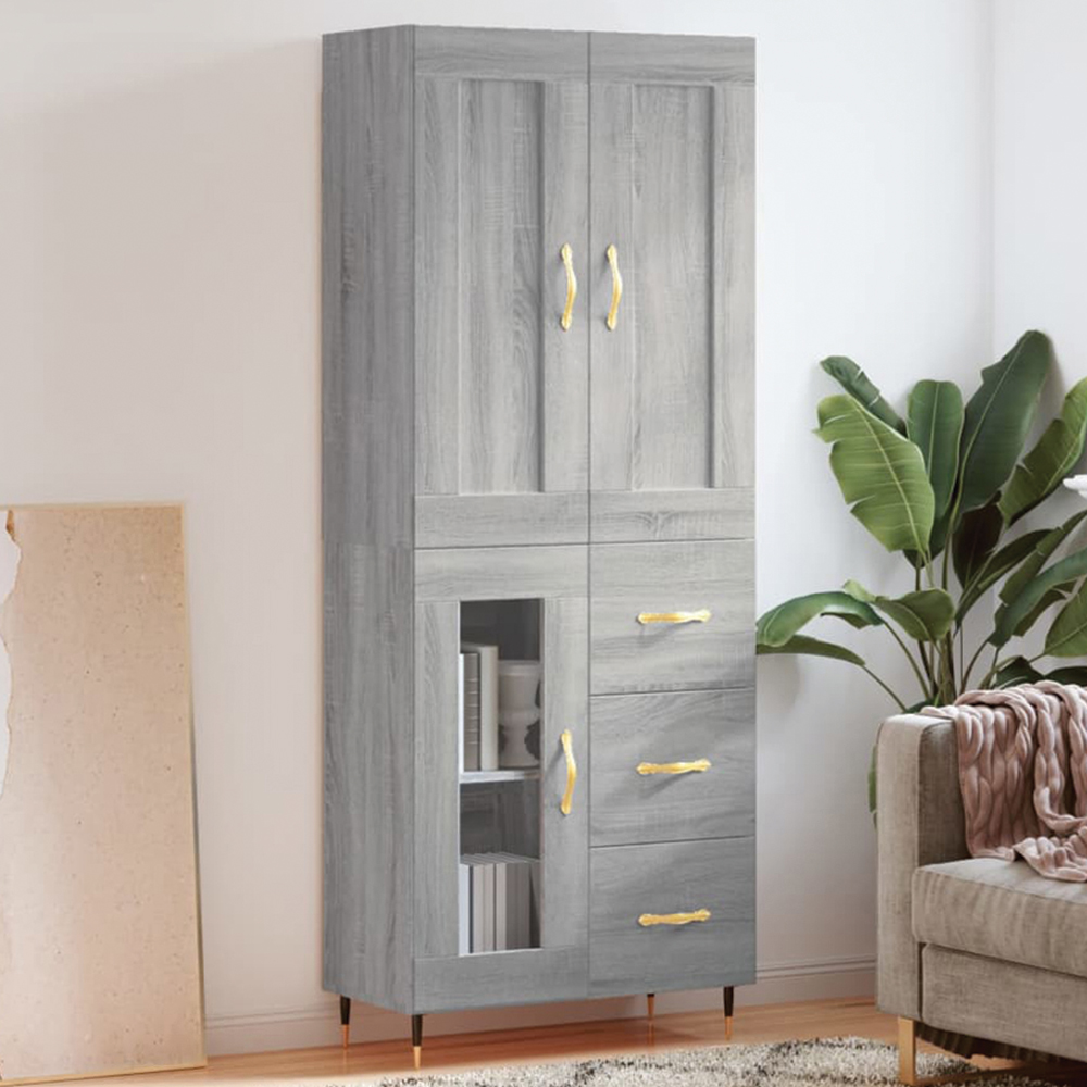vidaXL 3 Door 3 Drawer Grey Sonoma Highboard Image 1