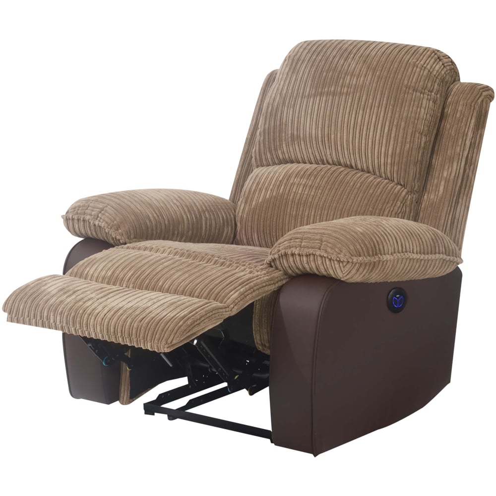 Comfy Living Brown Cord Fabric Electric Recliner Chair Image 2