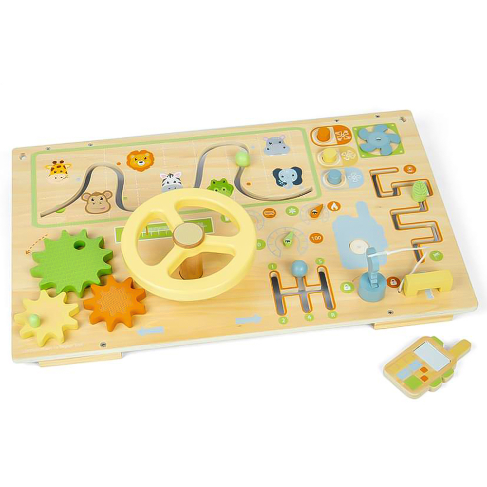 Bigjigs Toys Kids Wooden Jungle Busy Board Montessori Toy Image 3