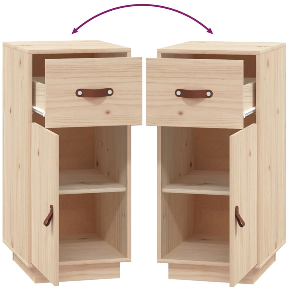 vidaXL Single Door Single Drawer Solid Wood Pine Sideboard Image 9