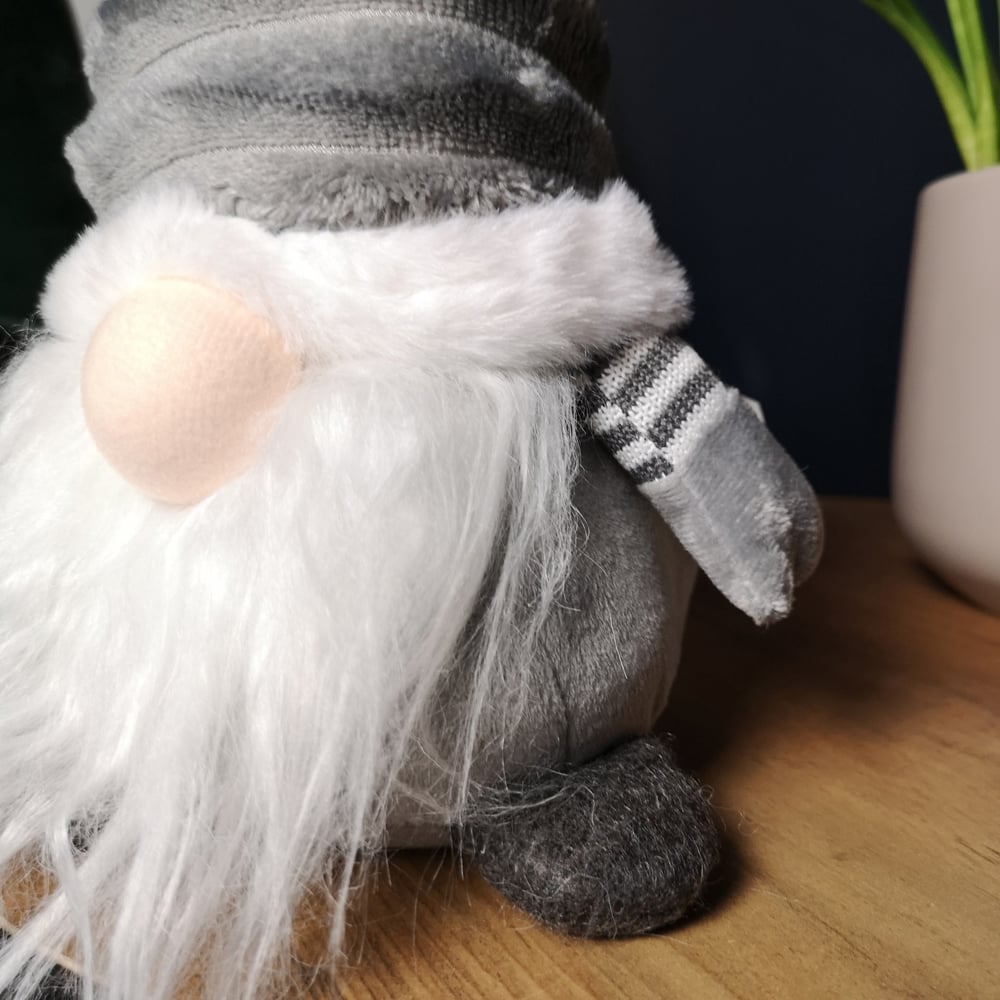 Samuel Alexander Grey Plush Sitting Gonk Christmas Decoration with Grooved Hat 40cm Image 2