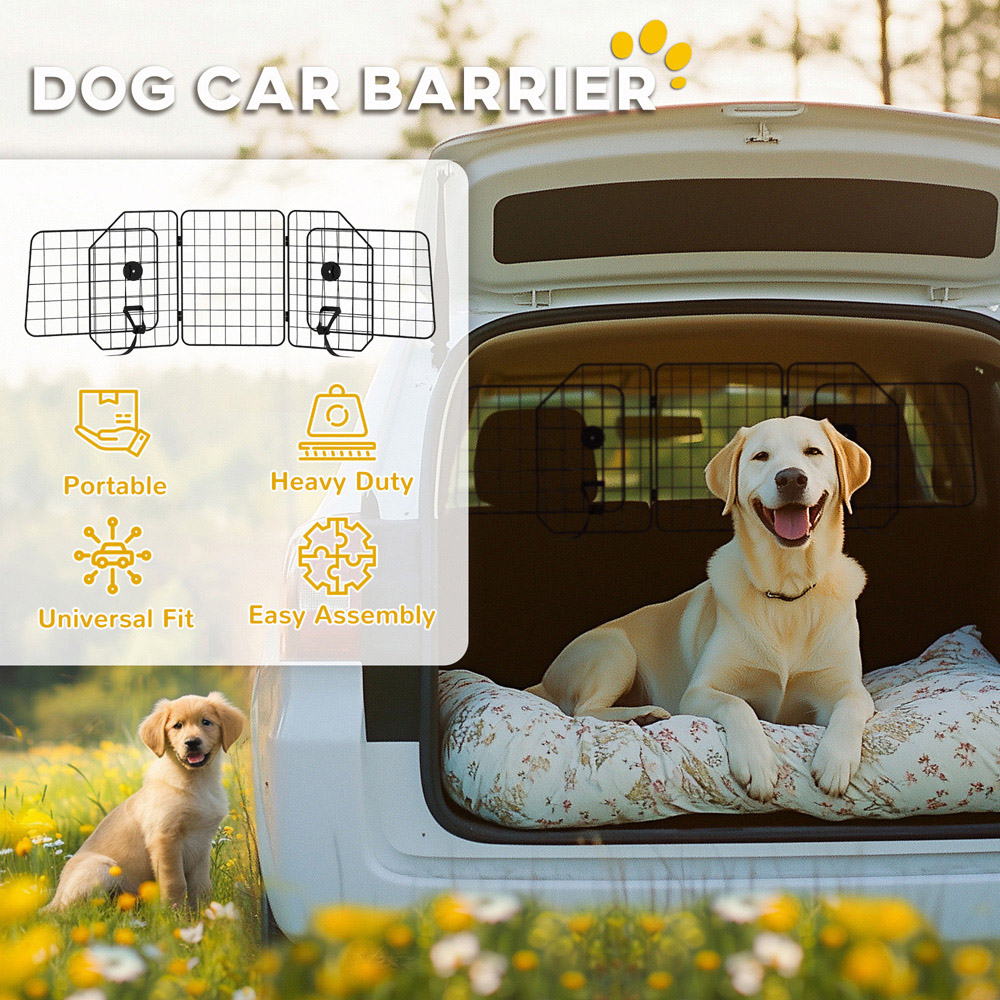 PawHut Dog Car Barrier with Adjustable Width Image 4