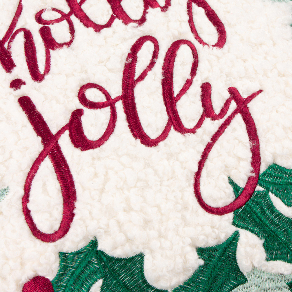 Furn Holly Wreath Embroidered Boucle Reversible Cushion 45 x 45cm Image 5