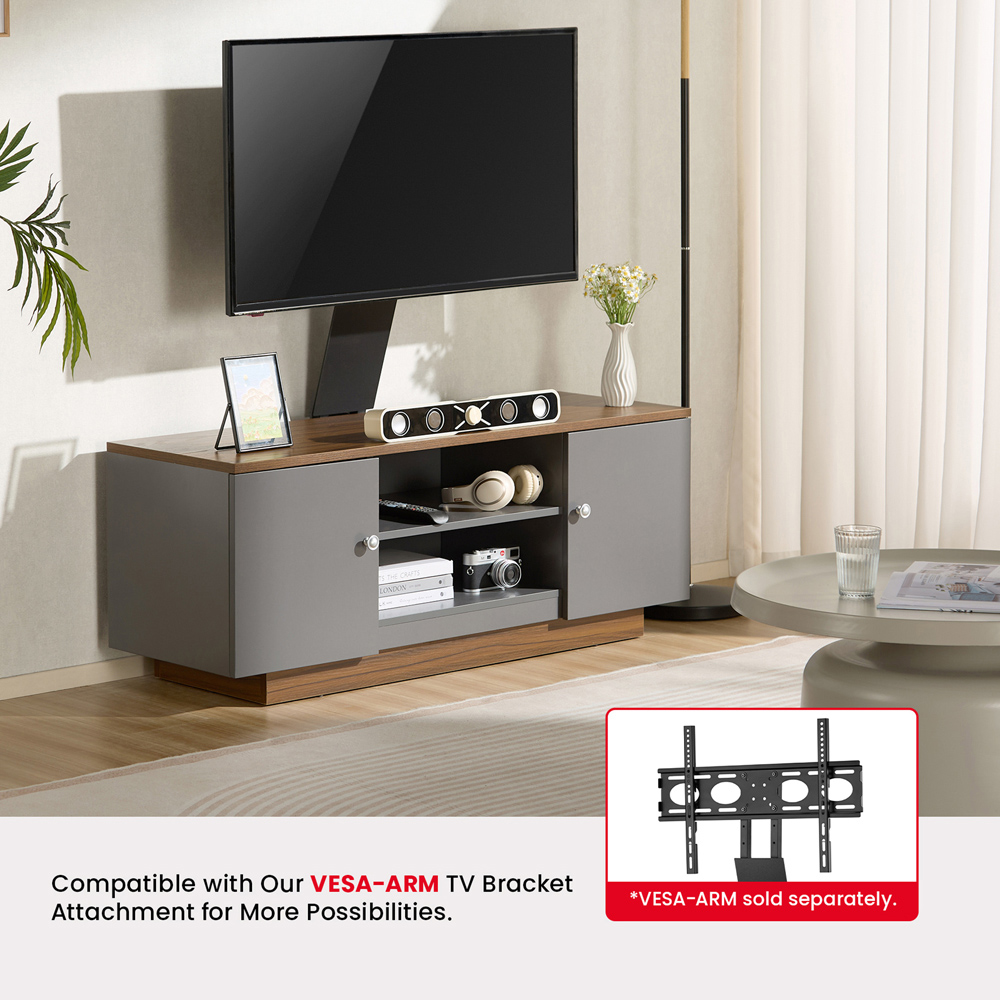 TTAP Venice Grey and Walnut 2 Door 2 Shelf TV Cabinet Image 6