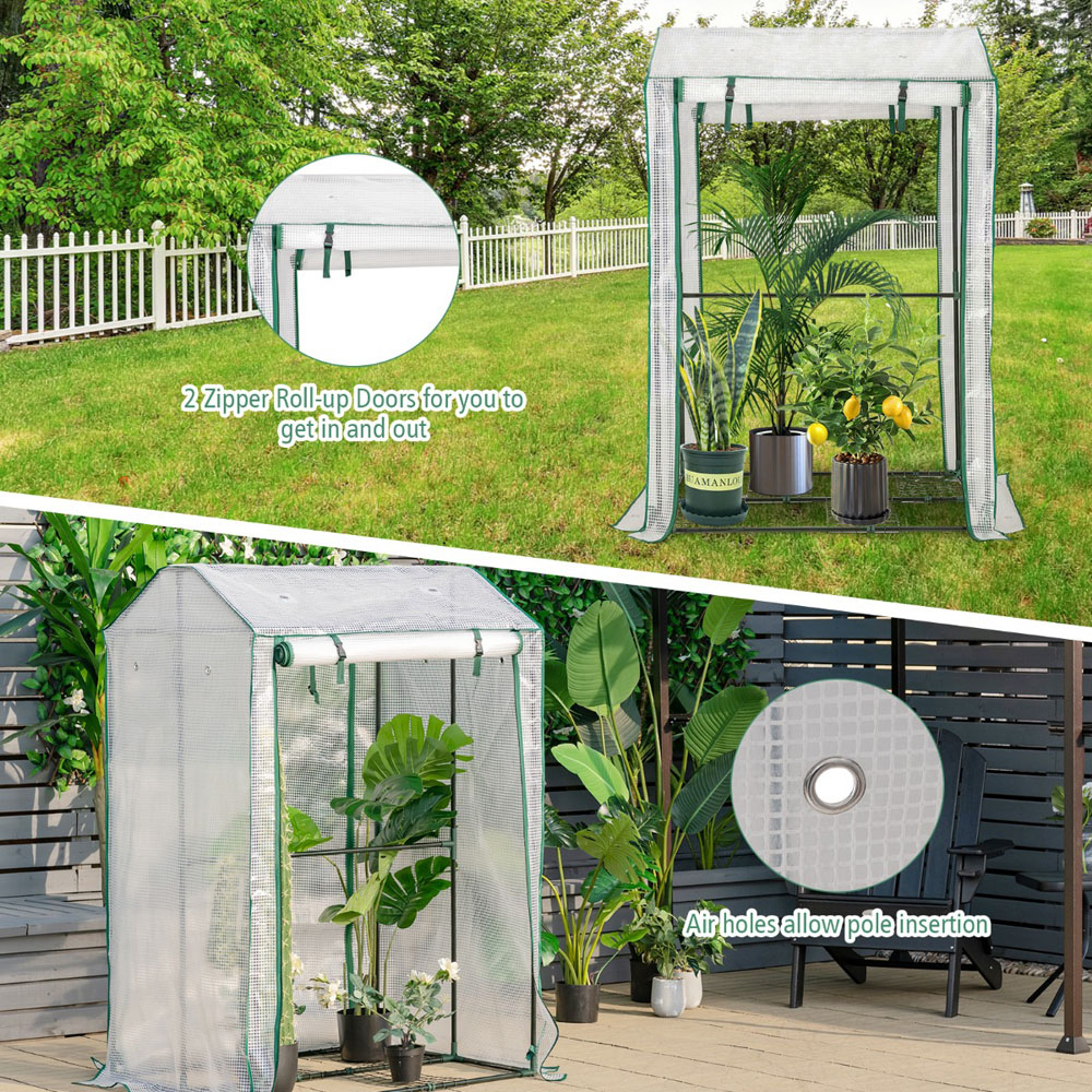 Costway Garden Grow Green House with 4 Shelves and Zippered Door Image 7