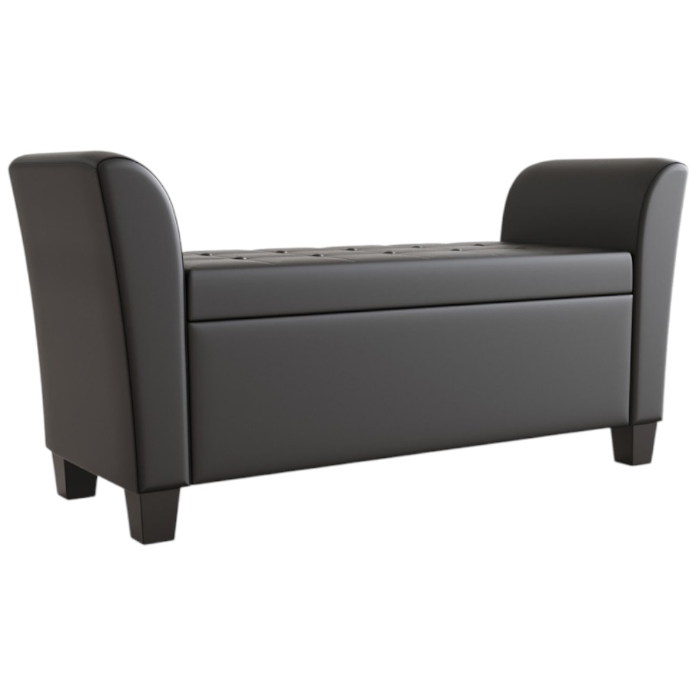 GFW Verona Black Upholstered Window Seat Image 2