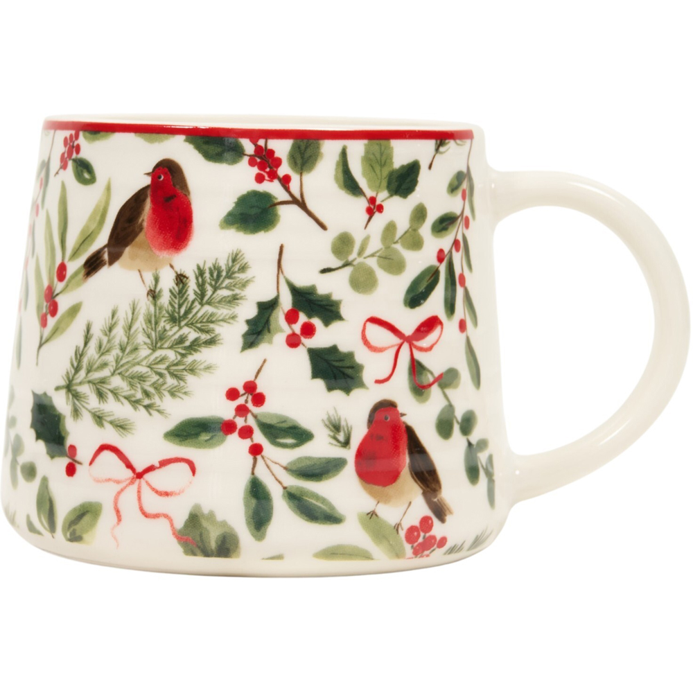 Festive Robin Ribbed Mug Image 4