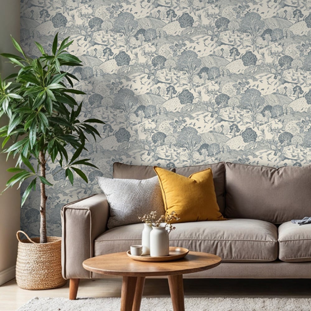 Arthouse Country Landscape Navy Wallpaper Image 3