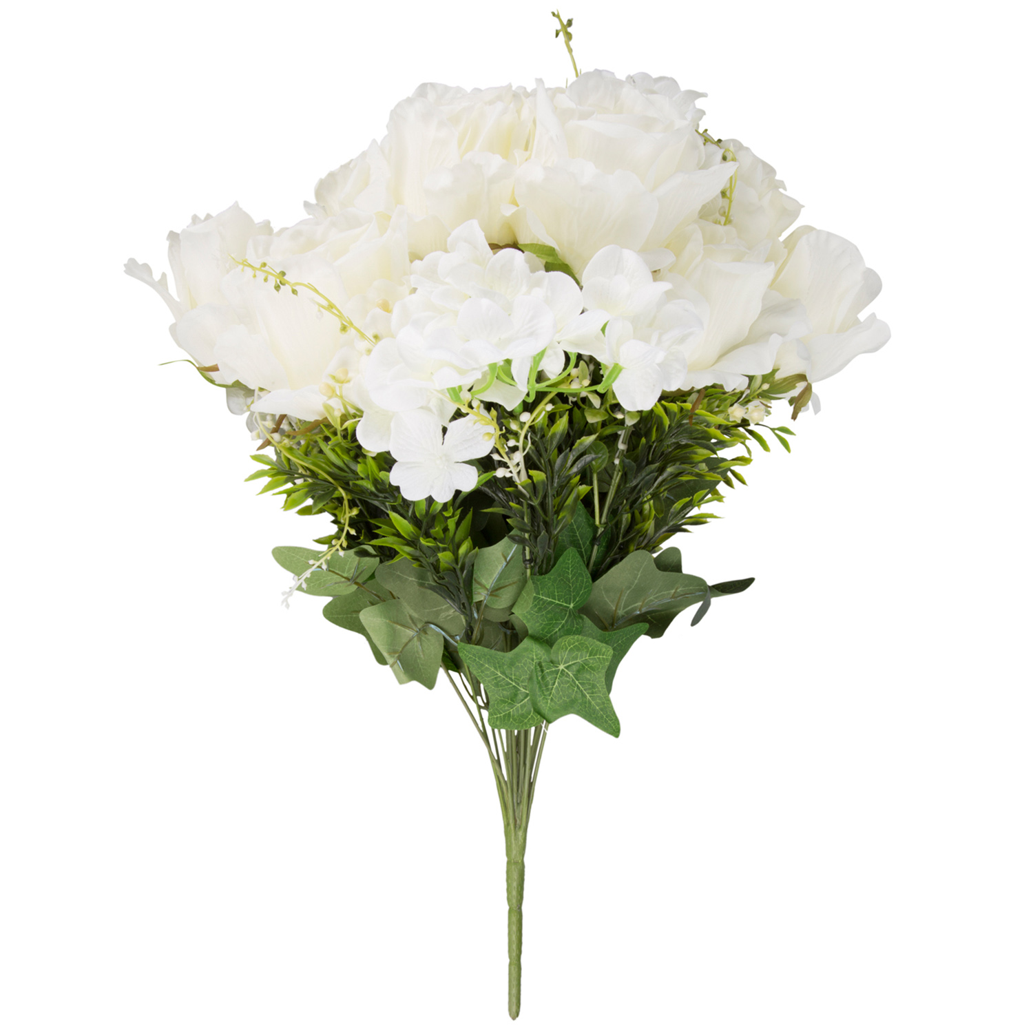 White Rose Hydrangea Artificial Flower Bunch Image