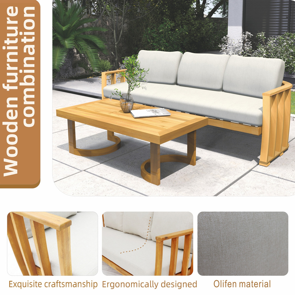 Direct Wicker 5 Piece Wooden Garden Furniture Set Image 6