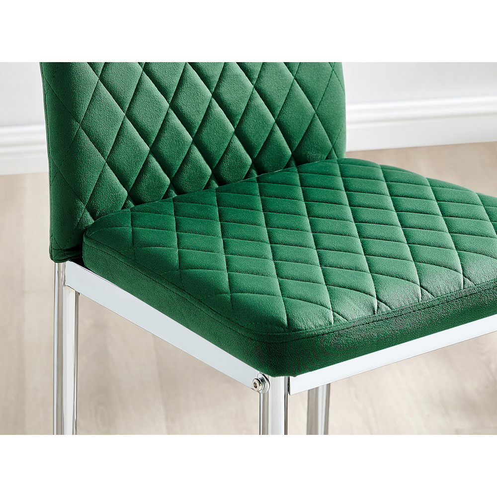 Furniturebox Modern Valera Green and Silver Velvet Bar Stool Set of 2 Image 5