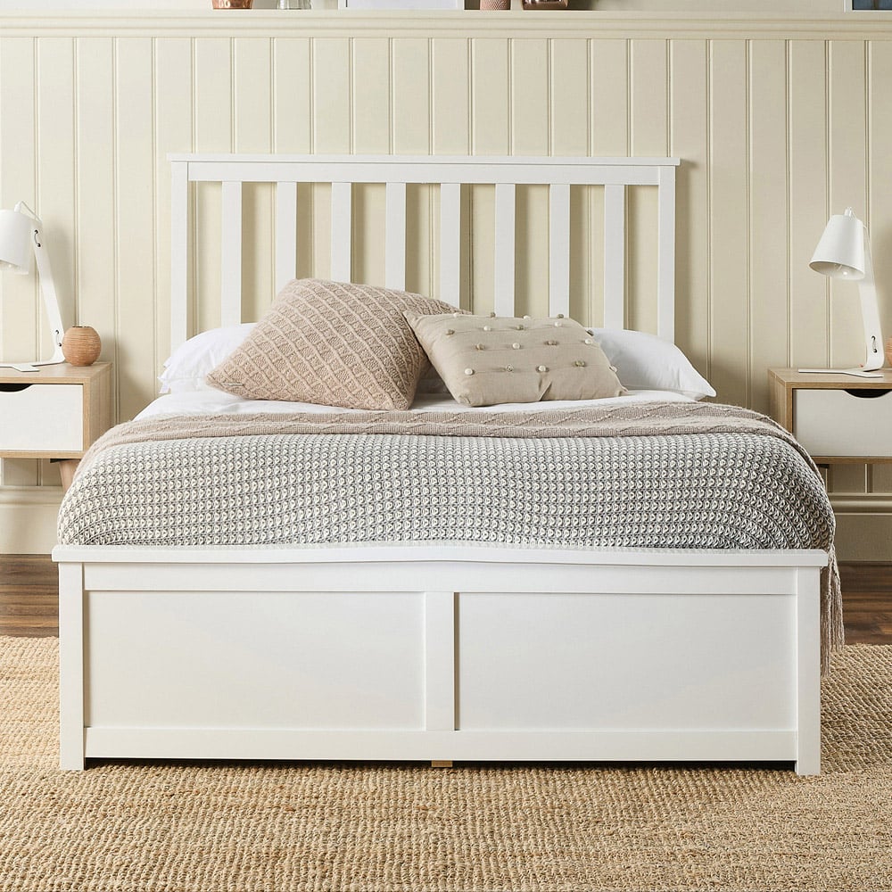 Aspire Furniture King Size White Wooden Ottoman Bed Image 5