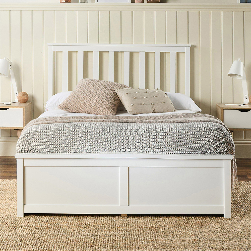 Aspire Furniture Small Double White Wooden Ottoman Bed Image 5