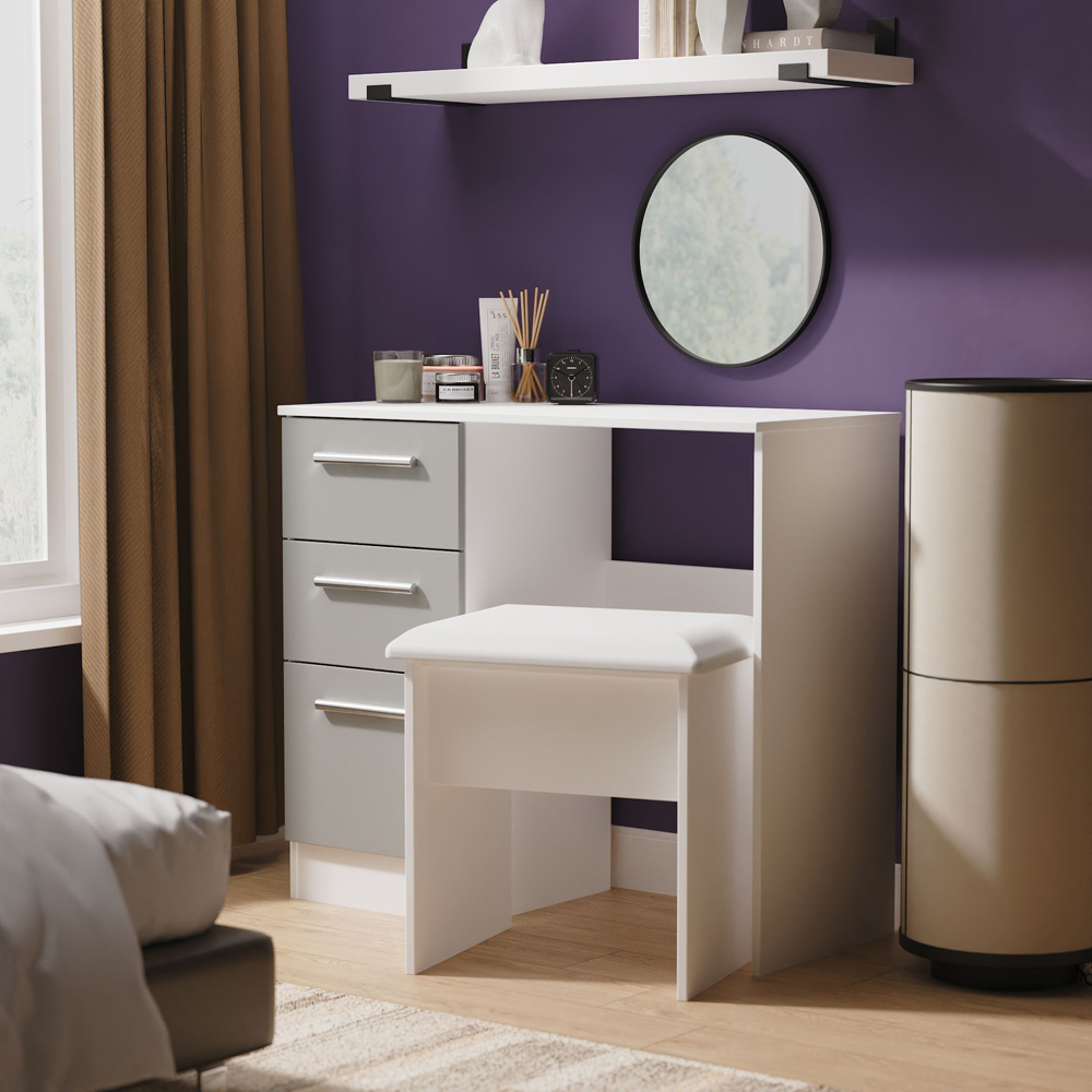 Crowndale Contrast 3 Drawer Dusk Grey and White Vanity Dressing Table Ready Assembled Image 7