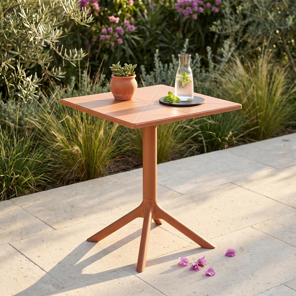 Core Products 2 Seater Terracotta Square Plastic Garden Bistro Table Image 4