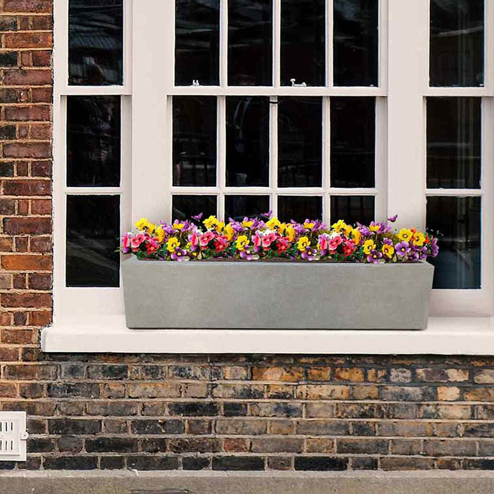 wilko Window Flower Box Grey Light Concrete Outdoor Planter 17.5cm Image 4