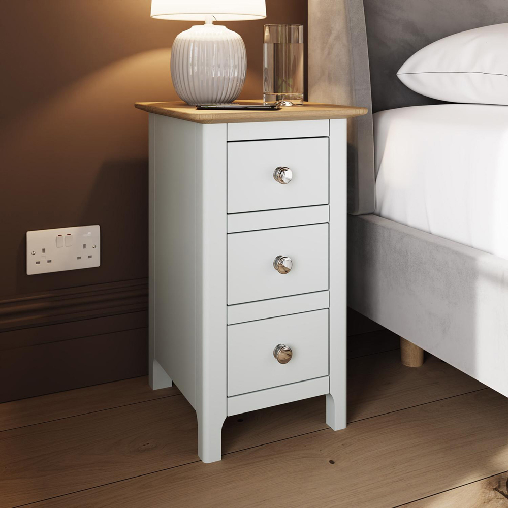 FWStyle Taberno Slim 3 Drawer White Oak Assembled Bedside Table Image 6