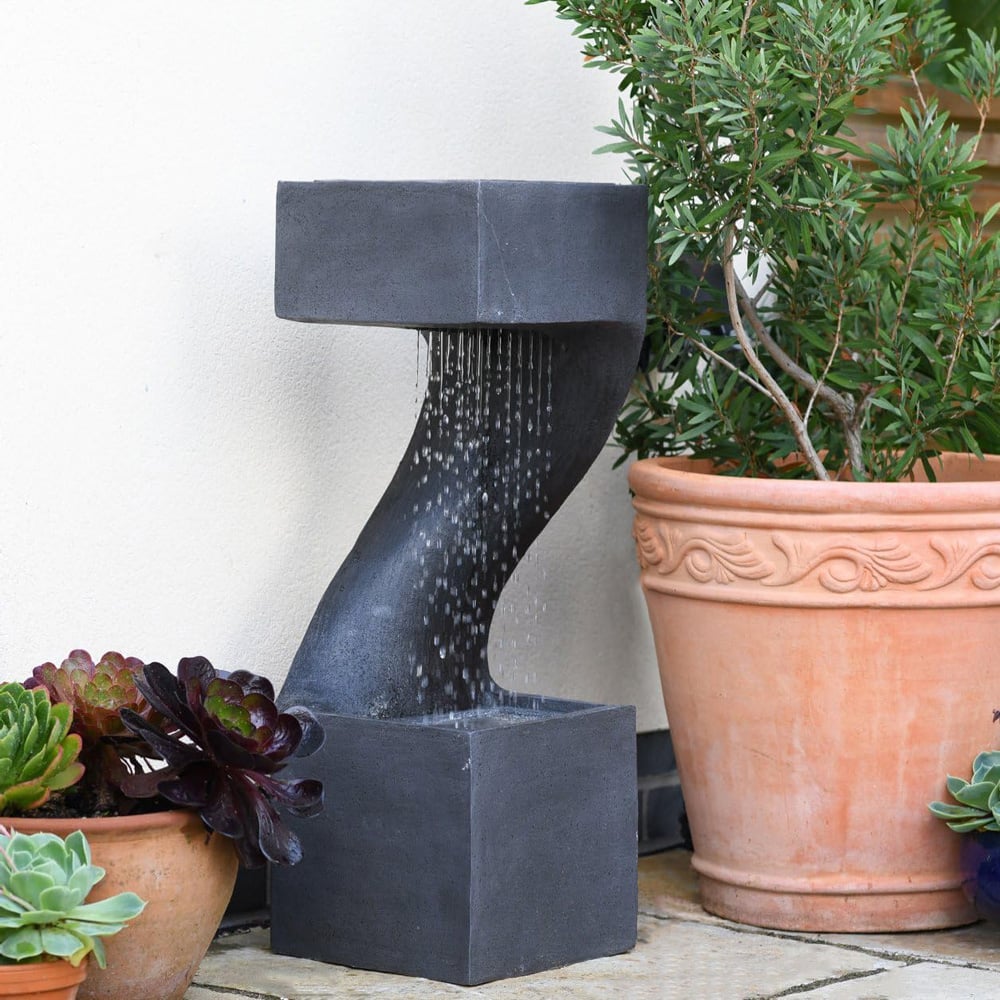 Garden Gear Spiral Square Rainfall LED Water Feature with Planter Image 2