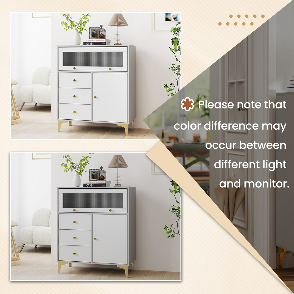 Costway 2 Door 3 Drawers Grey Chest of Drawers Image 8