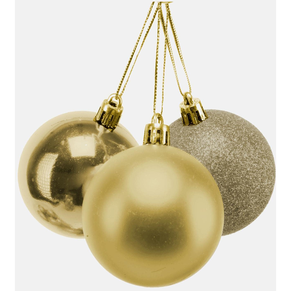 Shatchi 10cm Gold Shatterproof Christmas Bauble 3 Pack Image 2