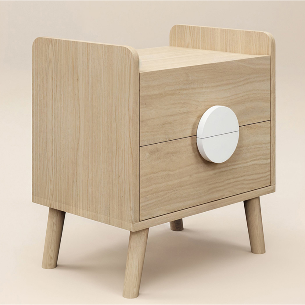 Flair Noah 2 Drawer Oak and White Bedside Table Image 2