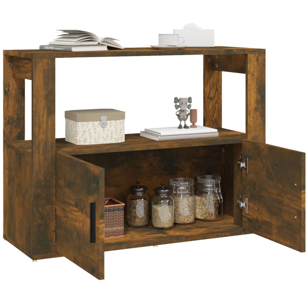 vidaXL 2 Door Single Shelf Smoked Oak Sideboard Image 5