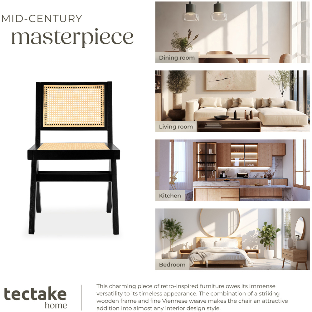 tectake Lizzy Black Rattan Backrest and Wood Frame Accent Chair Image 7