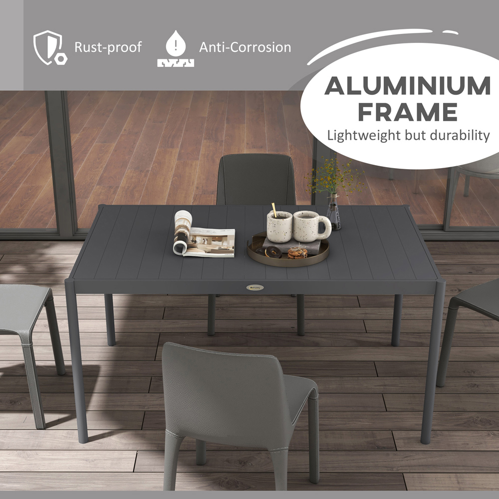 Outsunny 6 Seater Aluminium Outdoor Table Dark Grey Image 6