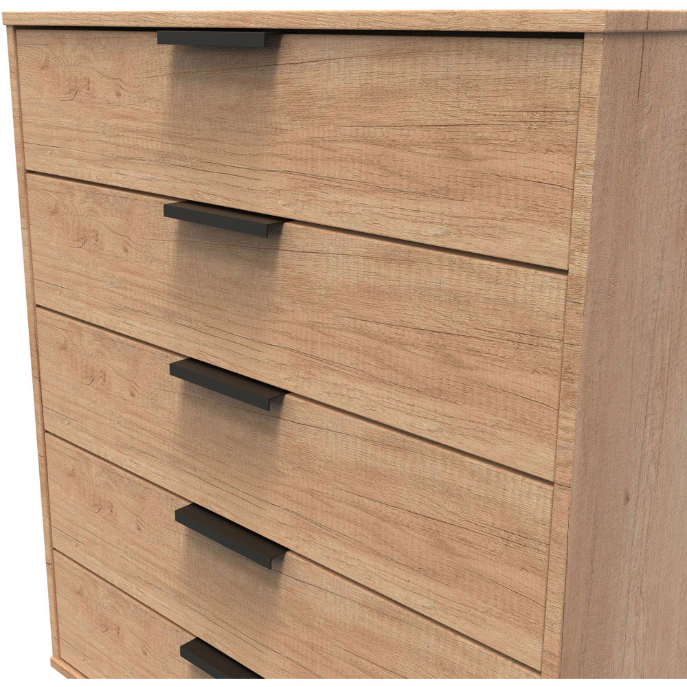 Crowndale Hong Kong 5 Drawer Nebraska Oak Chest of Drawers Ready Assembled Image 5