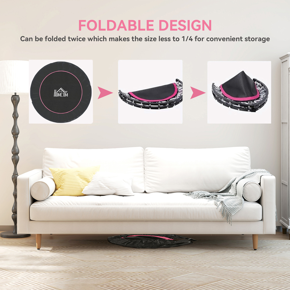 HOMCOM 4ft Pink Foldable Mini Trampoline with Adjustable Foam Handle Image 5