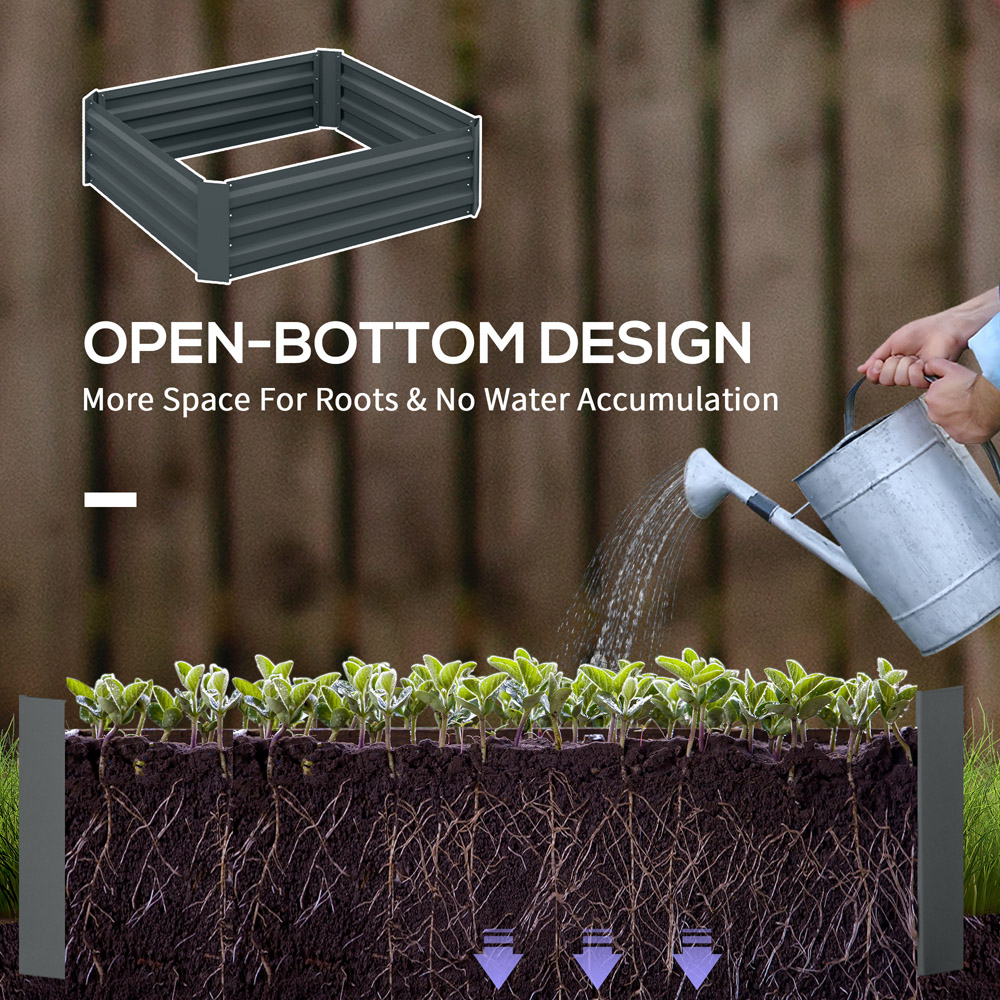 Outsunny Dark Grey Galvanised Easy Setup Raised Garden Bed Planter Box 2 Pack Image 4